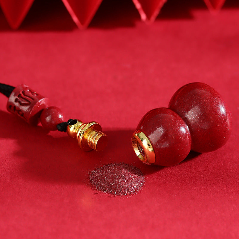 Natural Cinnabar Gourd Pendant Hollow Gawu Bottle Fortune Necklace Amulet