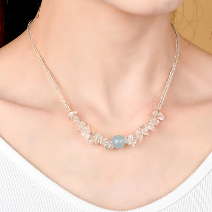 Pure White Crystal Aquamarine Necklace | Spiritual Elegance & Harmony Charm