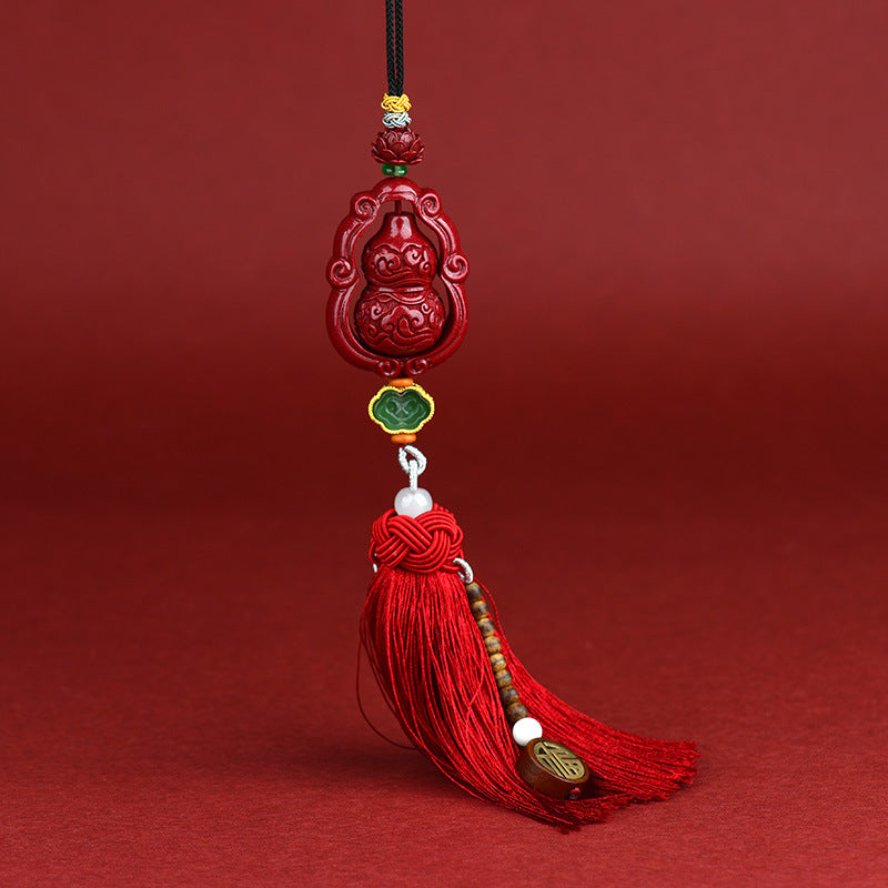Original Ore Purple Gold Cinnabar Cloud Gourd Car Hanging - Feng Shui Protection Talisman