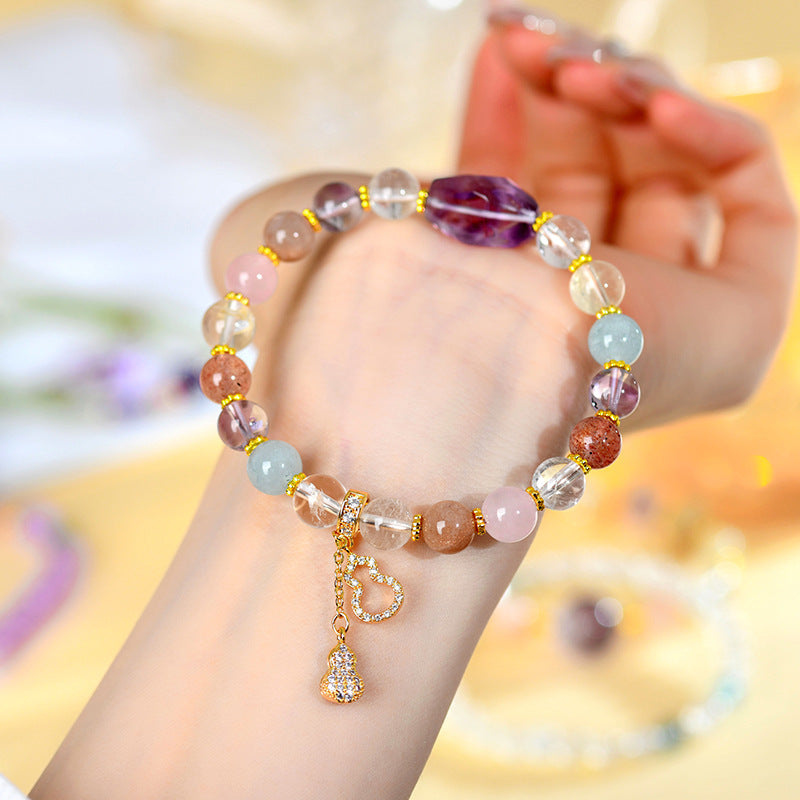 Natural Crystal Multi-Gem Amethyst Freeform Bracelet | Spiritual Energy & Fashion