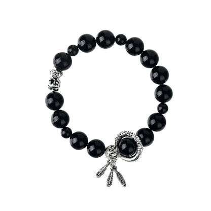 Natural Obsidian Pixiu Bracelet - Chinese Style Women's Wealth and Protection Talisman