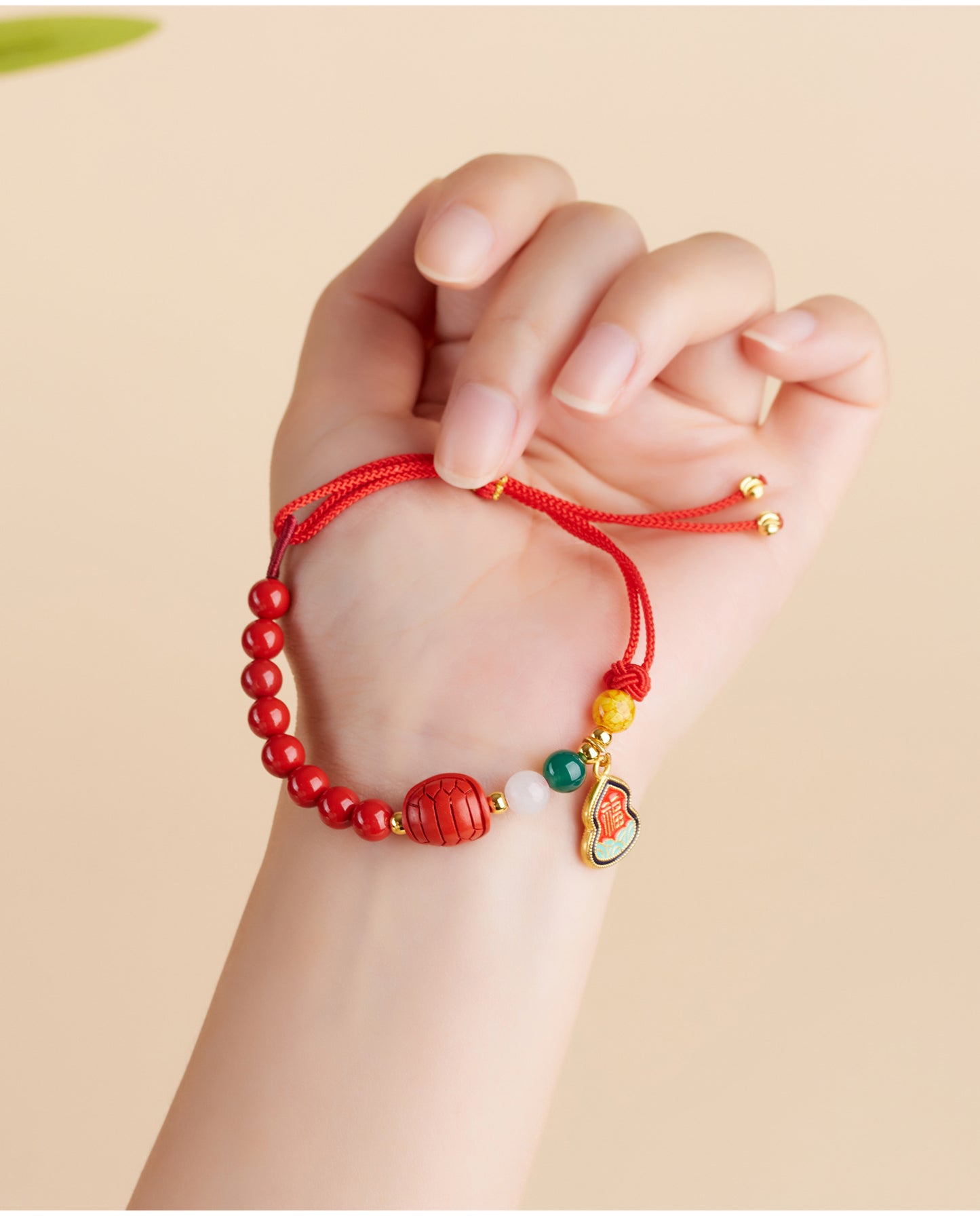 Natural Imperial Red Cinnabar Gourd Bracelet for Wealth and Prosperity
