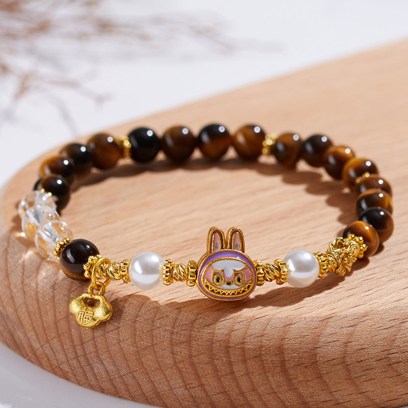 Natural Tiger Eye and White Crystal Energy Bracelet for Women - Harmony and Protection