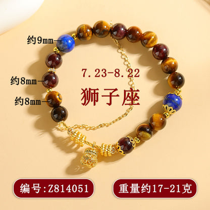 Natural Crystal Zodiac Bracelet - Mystical Astrological Jewelry for Women's Empowerment