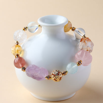 Lavender Amethyst Pixiu Crystal Bracelet | Wealth Attraction & Spiritual Protection