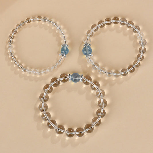 Natural White Crystal Aquamarine Spiritual Bracelet for Women - Harmony & Protection