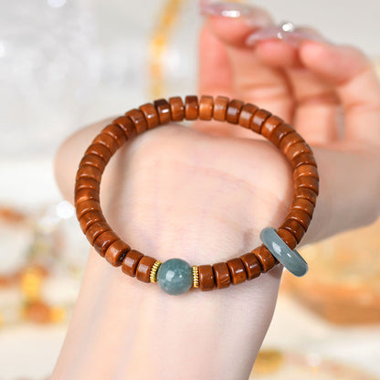 Bodhi Blue Jade Abacus Beads Running Ring Bracelet - Spiritual Enlightenment Wealth Amulet