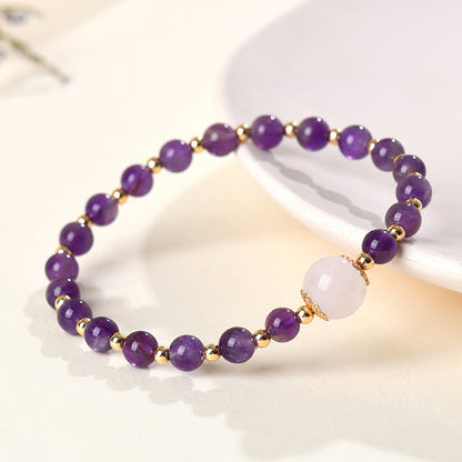 Natural Amethyst Rose Quartz Bracelet | Spiritual Healing Crystal for Love & Protection