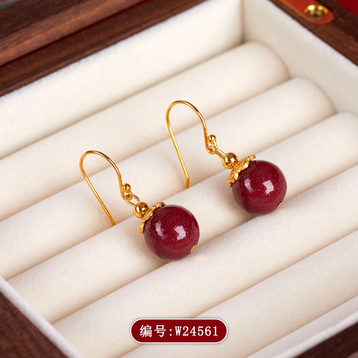 Natural Purple Gold Cinnabar Earrings with S925 Silver Hooks - Elegant National Trend Women's Jewelry