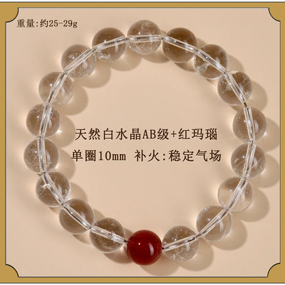 Natural White Crystal Five Elements Balance Bracelet | Harmony for Couples