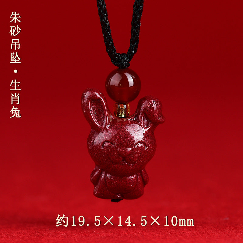 Natural High-Content Cinnabar Purple Gold Sand Zodiac Pendant Necklace for Couples - Spiritual Harmony and Fortune