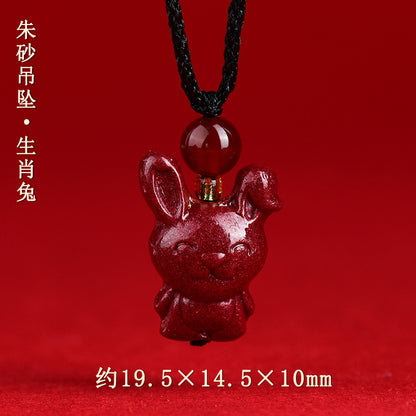 Natural High-Content Cinnabar Purple Gold Sand Zodiac Pendant Necklace for Couples - Spiritual Harmony and Fortune