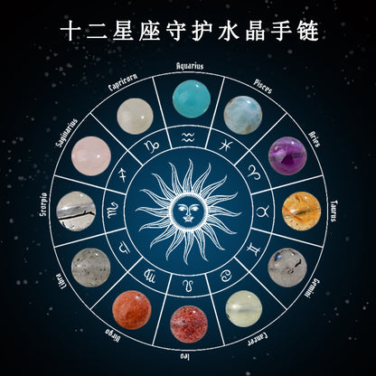 Natural Multi-Gem White Crystal Zodiac Guardian Bracelet｜Energy Stone for Protection & Harmony