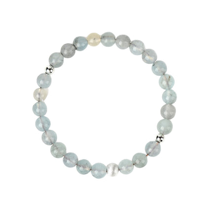 Natural Aquamarine White Moonlight Bracelet - S925 Silver Elegant Women's Spiritual Jewelry