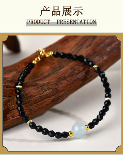 Natural Crystal Black Spinel Multi-Gem Adjustable Bracelet for Women - Mystical Protection & Elegance