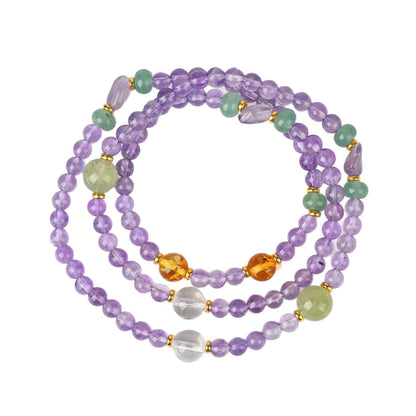 Natural Purple Prehnite Three-Circle Bracelet | Chinese Style Spiritual Energy Jewelry