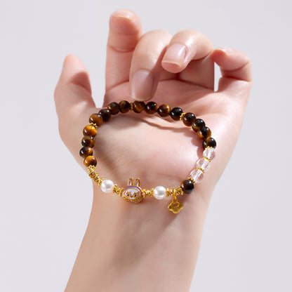 Natural Tiger Eye and White Crystal Energy Bracelet for Women - Harmony and Protection