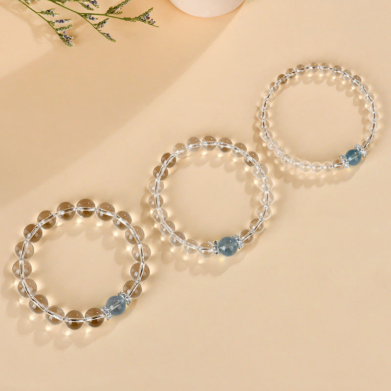 Natural White Crystal Aquamarine Spiritual Bracelet for Women - Harmony & Protection
