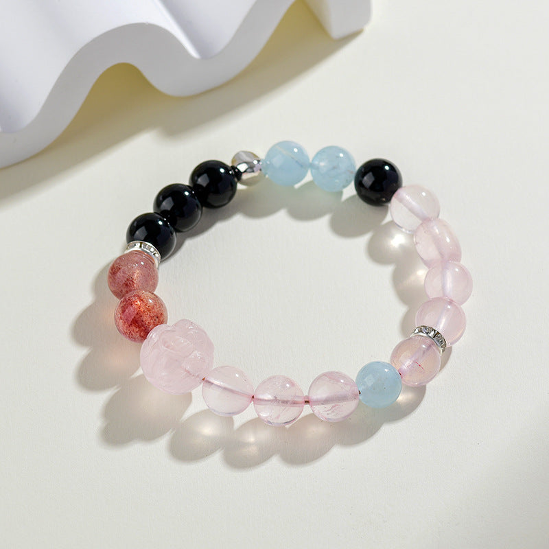 Natural Rose Quartz Aquamarine Scorpio Zodiac Bracelet | Love Harmony Crystal Energy Charm