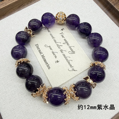 Natural Uruguay Amethyst Large Bead Single Circle Bracelet for Elegant Women