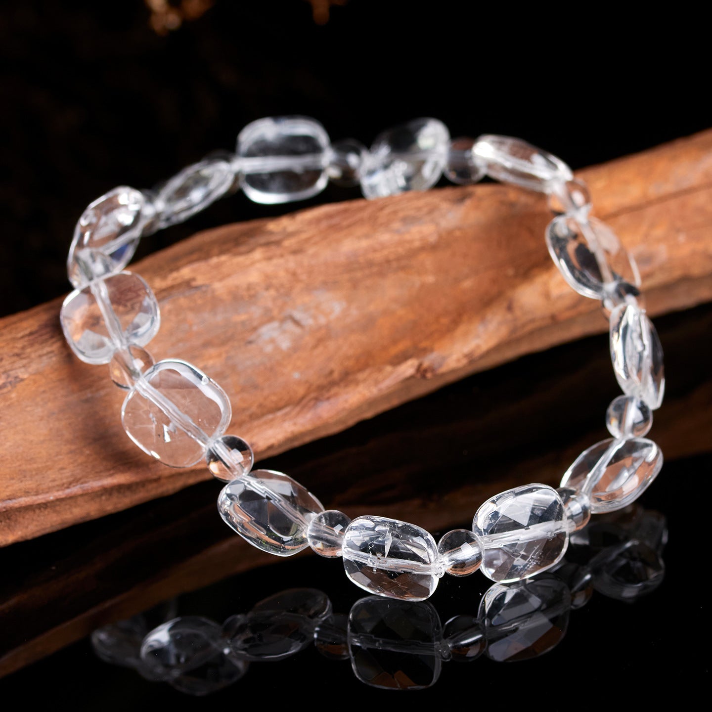 Natural White Crystal Faceted Bracelet | Spiritual Clarity & Positive Energy Enhancer