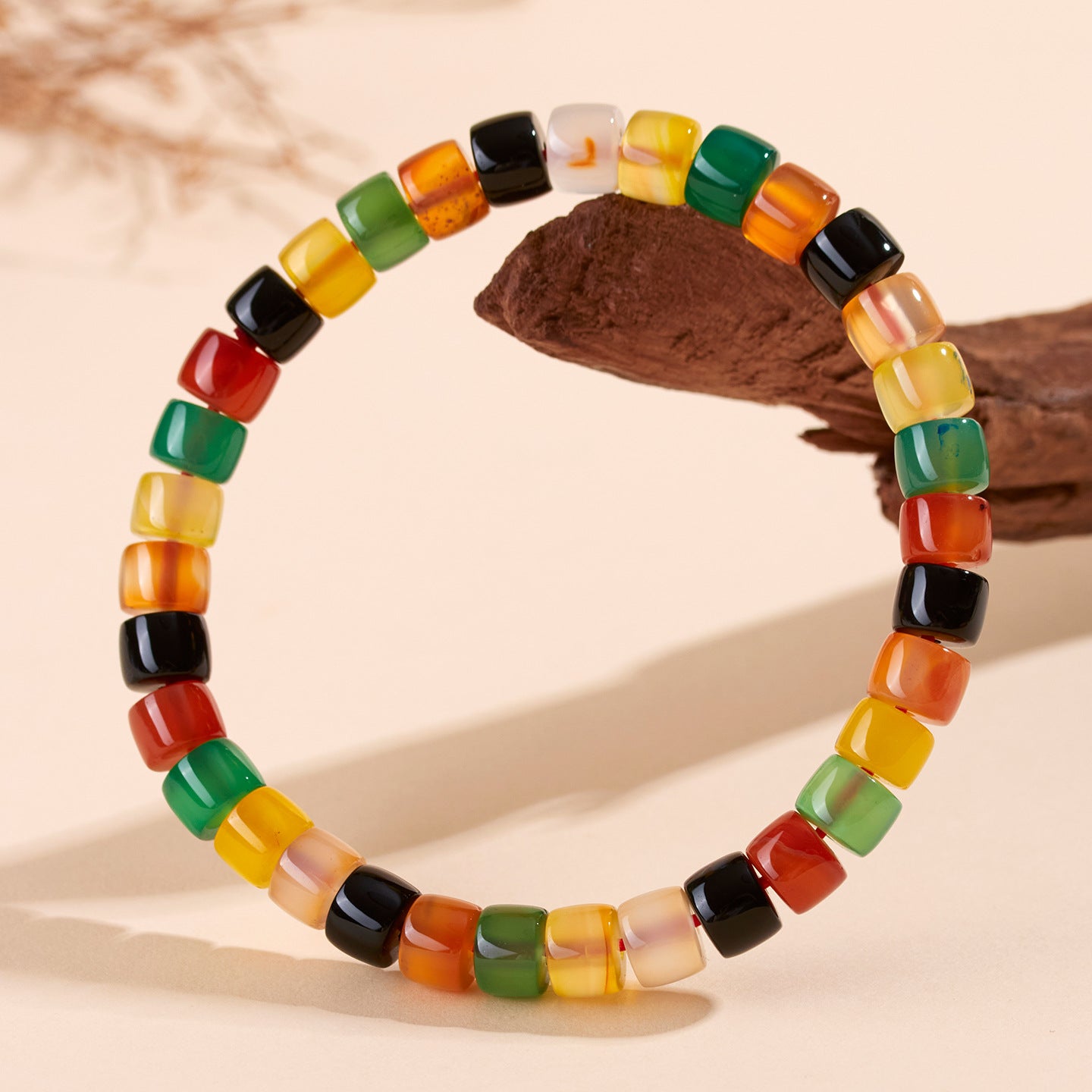 Natural Agate Chalcedony Single Circle Bracelet with Silver Obsidian Lapis Lazuli - Spiritual Women's Jewelry