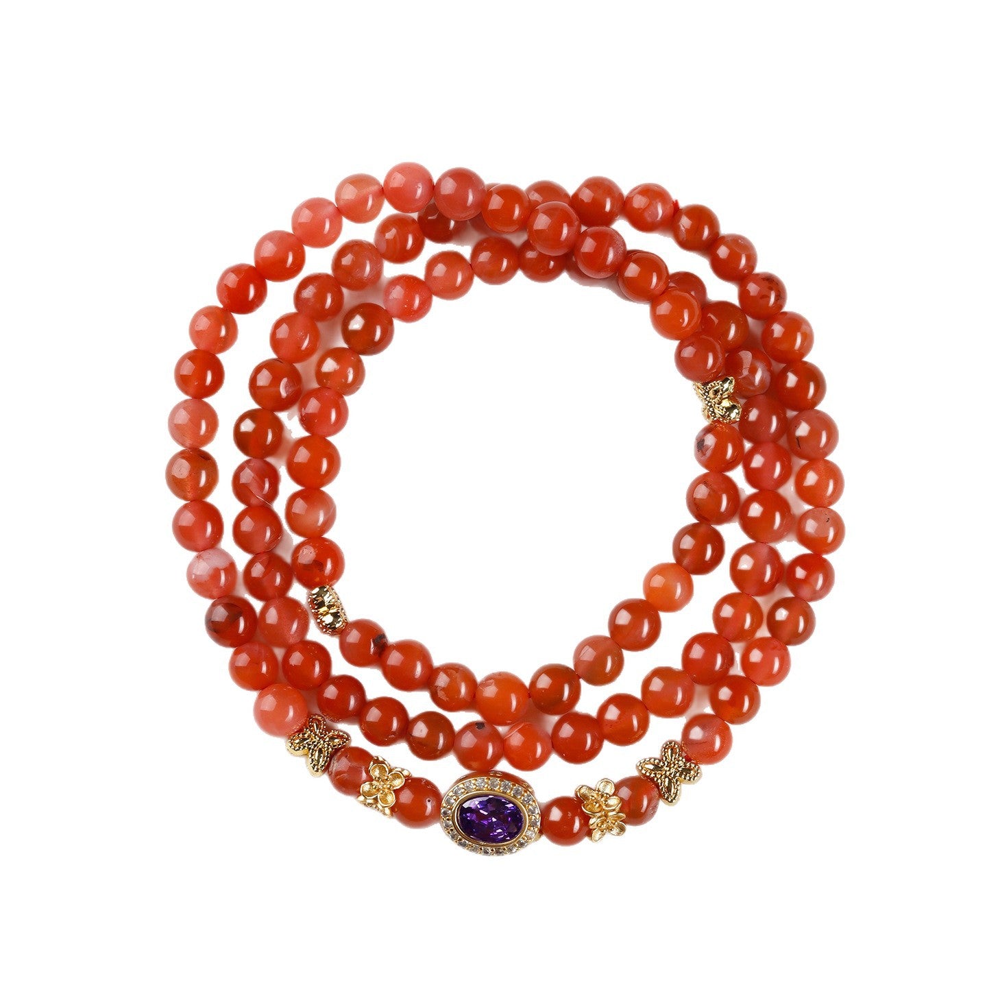 Natural Southern Red Agate Multi-Circle Bracelet | Chinese Style Wealth & Protection Talisman
