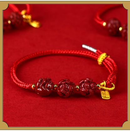 Natural Purple Gold Sand Zodiac Three-in-One Handwoven Bracelet - Spiritual Guardian & Fortune Enhancer