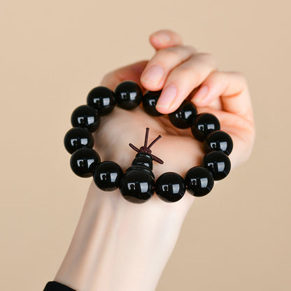 Natural Double Color Eye Obsidian Buddha Beads Bracelet - Spiritual Protection for Couples