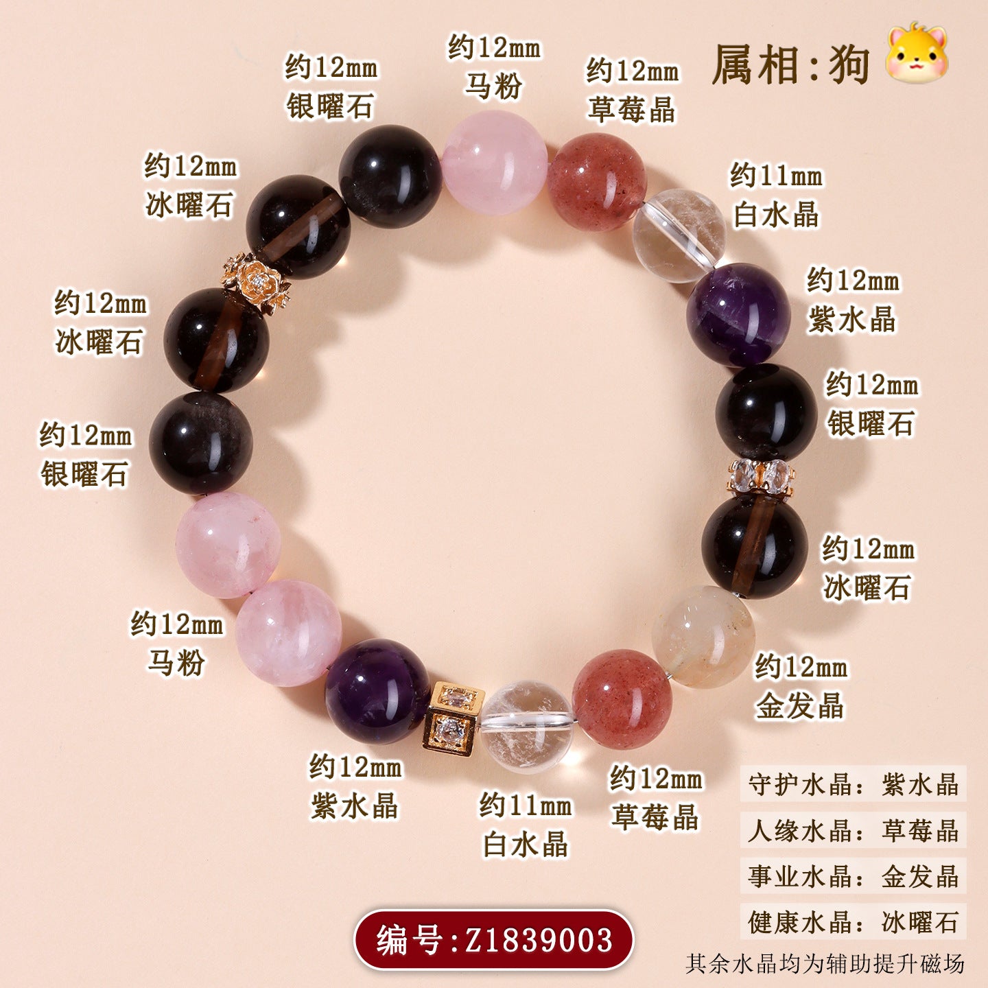 Twelve Zodiac Natural Crystal Multi-Gem Bracelet – Mystical Fortune & Spiritual Harmony Charm