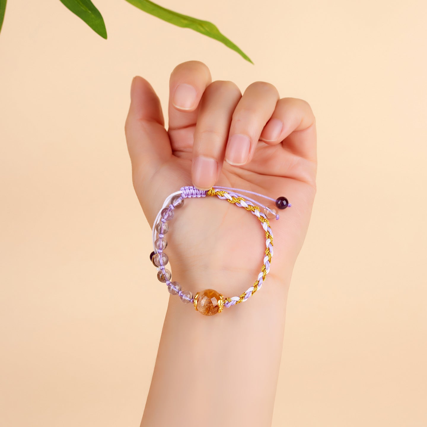 Natural Amethyst Citrine Handmade Braided Bracelet｜Spiritual Energy & Romantic Charm for Women