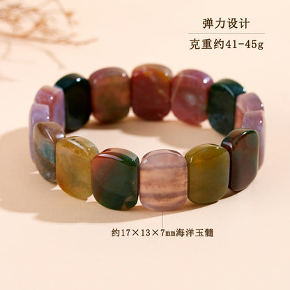 Natural Ocean Chalcedony Crystal Bracelet – Elegant Women's Accessory for Peace and Prosperity