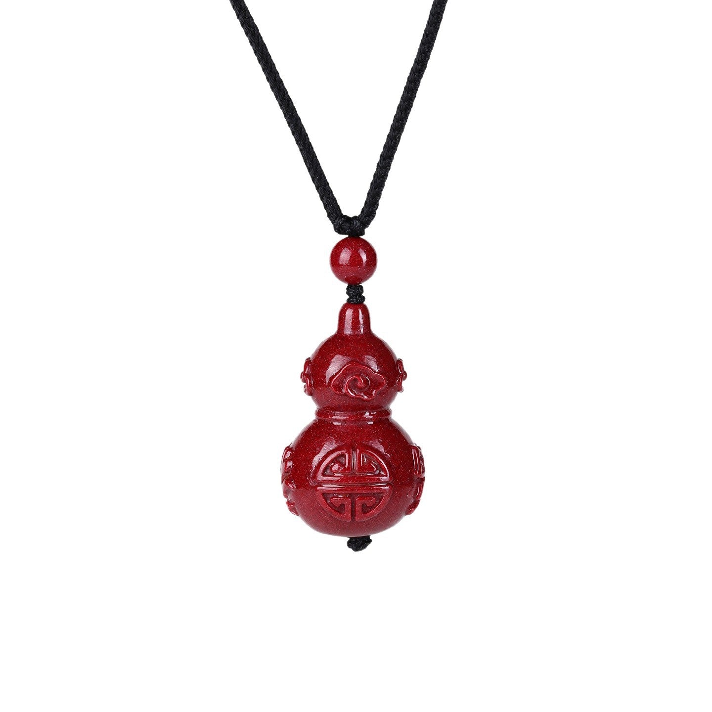 Natural Purple Gold Cinnabar Gourd Pendant Necklace - Feng Shui Lucky Charm for Wealth and Protection
