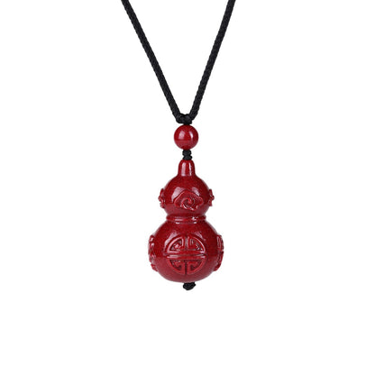 Natural Purple Gold Cinnabar Gourd Pendant Necklace - Feng Shui Lucky Charm for Wealth and Protection