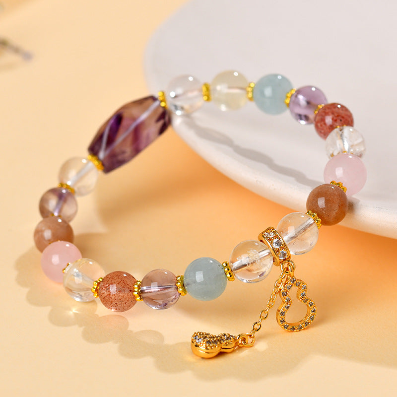 Natural Crystal Multi-Gem Amethyst Freeform Bracelet | Spiritual Energy & Fashion