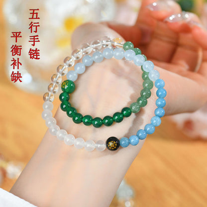 Natural Multi-Gemstone Five Elements Double Circle Bracelet - Balance & Protection Talisman