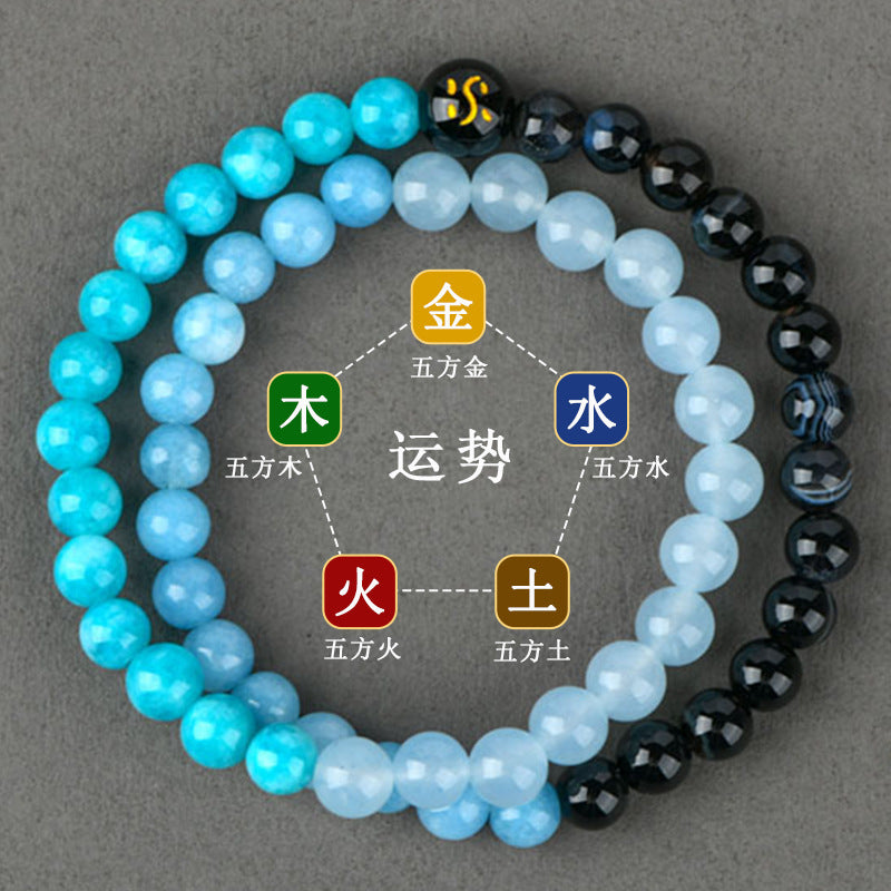 Natural Multi-Gemstone Five Elements Double Circle Bracelet - Balance & Protection Talisman