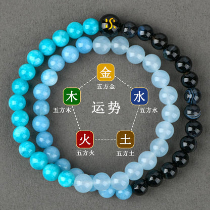 Natural Multi-Gemstone Five Elements Double Circle Bracelet - Balance & Protection Talisman