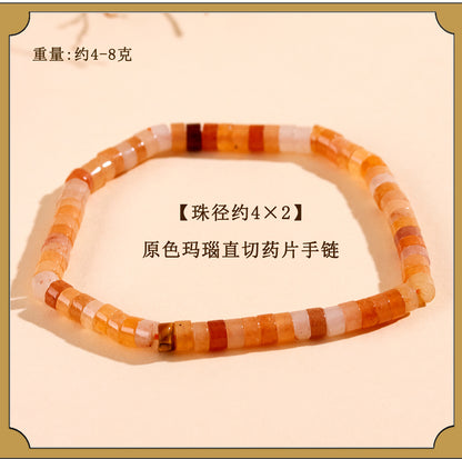 Natural Crystal Tourmaline Amazonite Straight Cut Tablet Bracelet - Spiritual Harmony & Protection