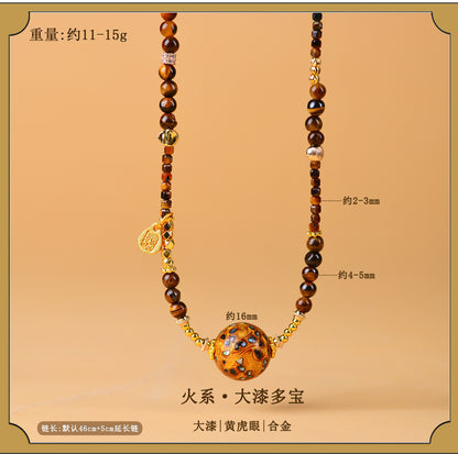 Natural Lacquer Five Elements Crystal Multi-Circle Bracelet & Necklace | Spiritual Balance Energy