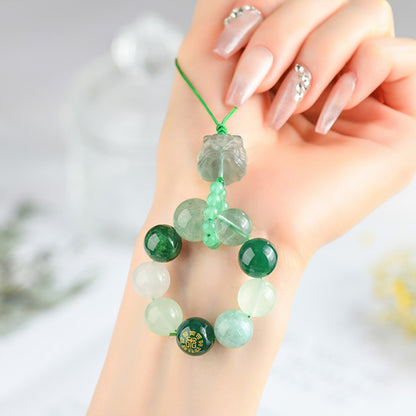 Natural Crystal Five Elements Awakening Lion Pendant - Energy Balance Keychain