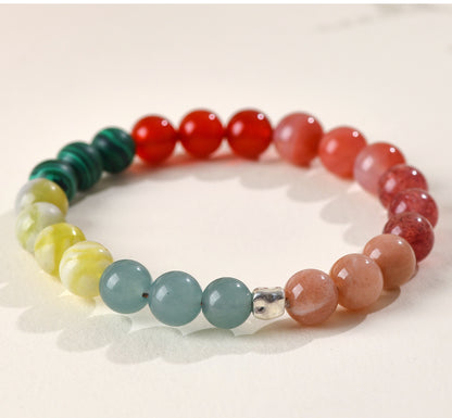 Natural Multi-Gemstone Crystal Five Elements Balance Bracelet for Men and Women