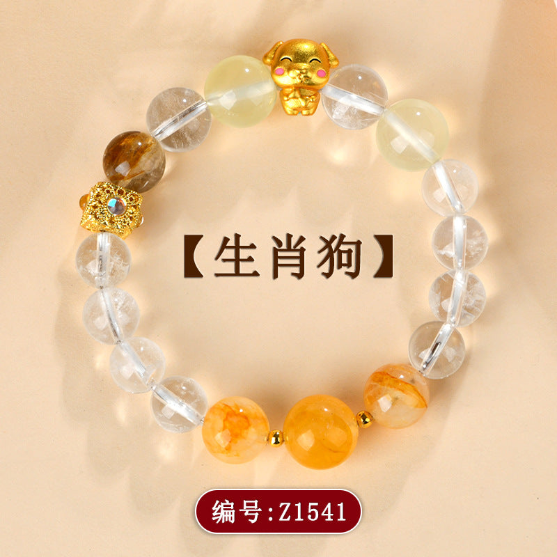 Twelve Zodiac Natural Crystal Multi-Gem Bracelet - Cosmic Harmony & Fortune Attractor