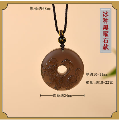 Natural Ice Obsidian Xuanwu Peace Pendant | Five Elements Hydration & Protection Unisex Necklace