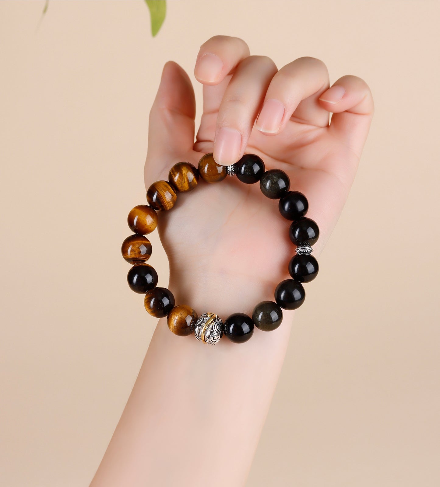 Natural Gold Obsidian & Tiger Eye Bracelet | Wealth Protection Couple's Energy Stone Jewelry