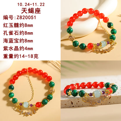 Natural Crystal Zodiac Bracelet - Mystical Astrological Jewelry for Women's Empowerment