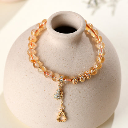 Natural Yellow Pagoda Crystal Fortune Bracelet | Wealth & Luck Charm for Women