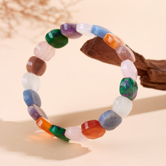 Natural Crystal Multi-Gemstone Bracelet | Elegant Candy Colors for Women's Luck & Harmony