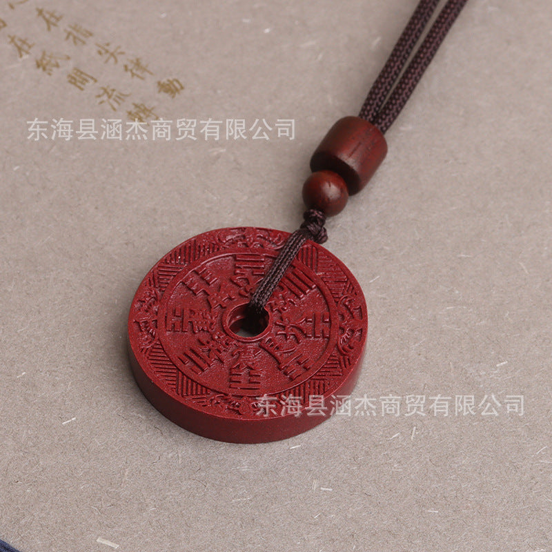 Natural Cinnabar Mountain Ghost Flower Pendant - Purple Gold Sand Raw Ore Amulet for Protection and Fortune