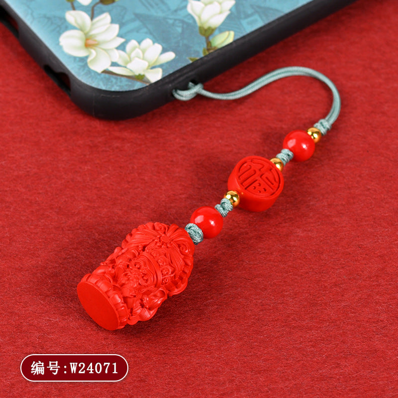 Natural High Content Cinnabar Guardian Pendant - Spiritual Protection for Phone & Bag
